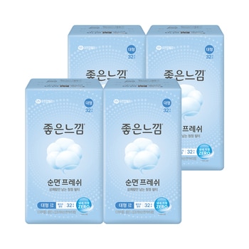 좋은느낌 좋은순면 슬림 날개 대형 32개 x 4팩 좋은느낌 좋은순면 슬림 날개 대형 32개 x 4팩