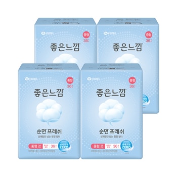 좋은느낌 좋은순면 슬림날개 중형 36개 x 4팩 좋은느낌 좋은순면 슬림날개 중형 36개 x 4팩