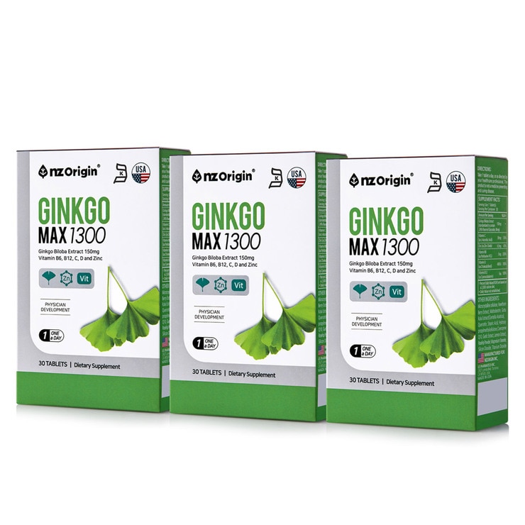 NZ Origin Ginkgo Max 1300 30ct x 3 624857