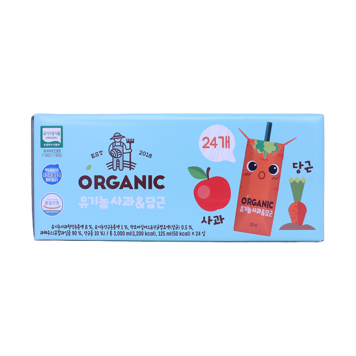 O'RGANIC 사과&당근 주스 125ml X 24