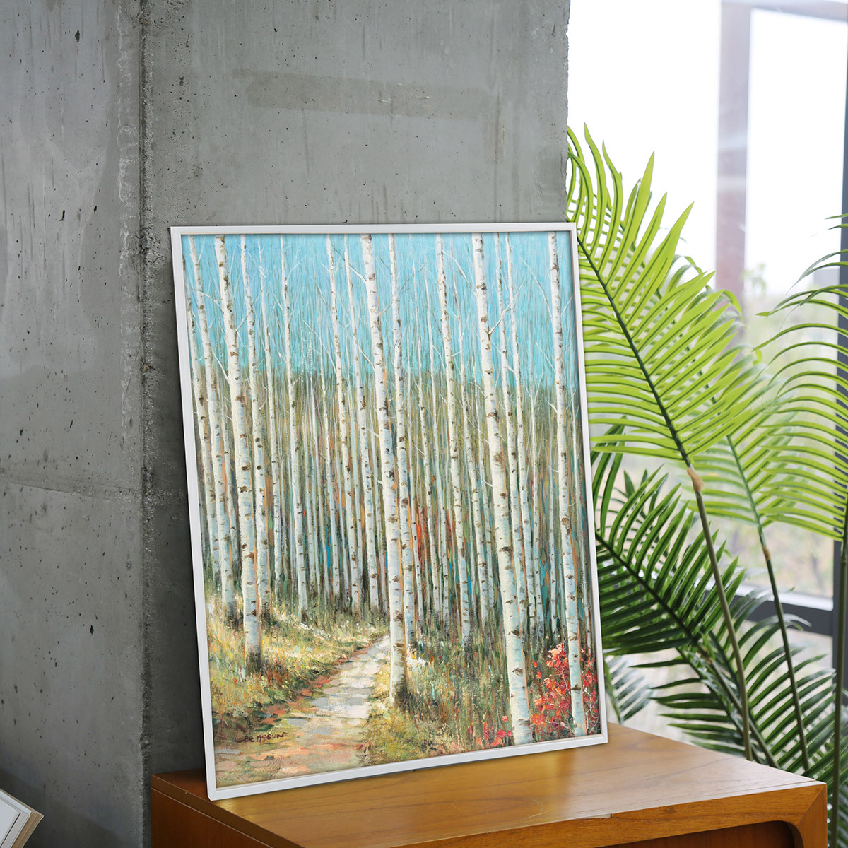 지클레 그림 액자 80x60cm - 자작나무 숲길