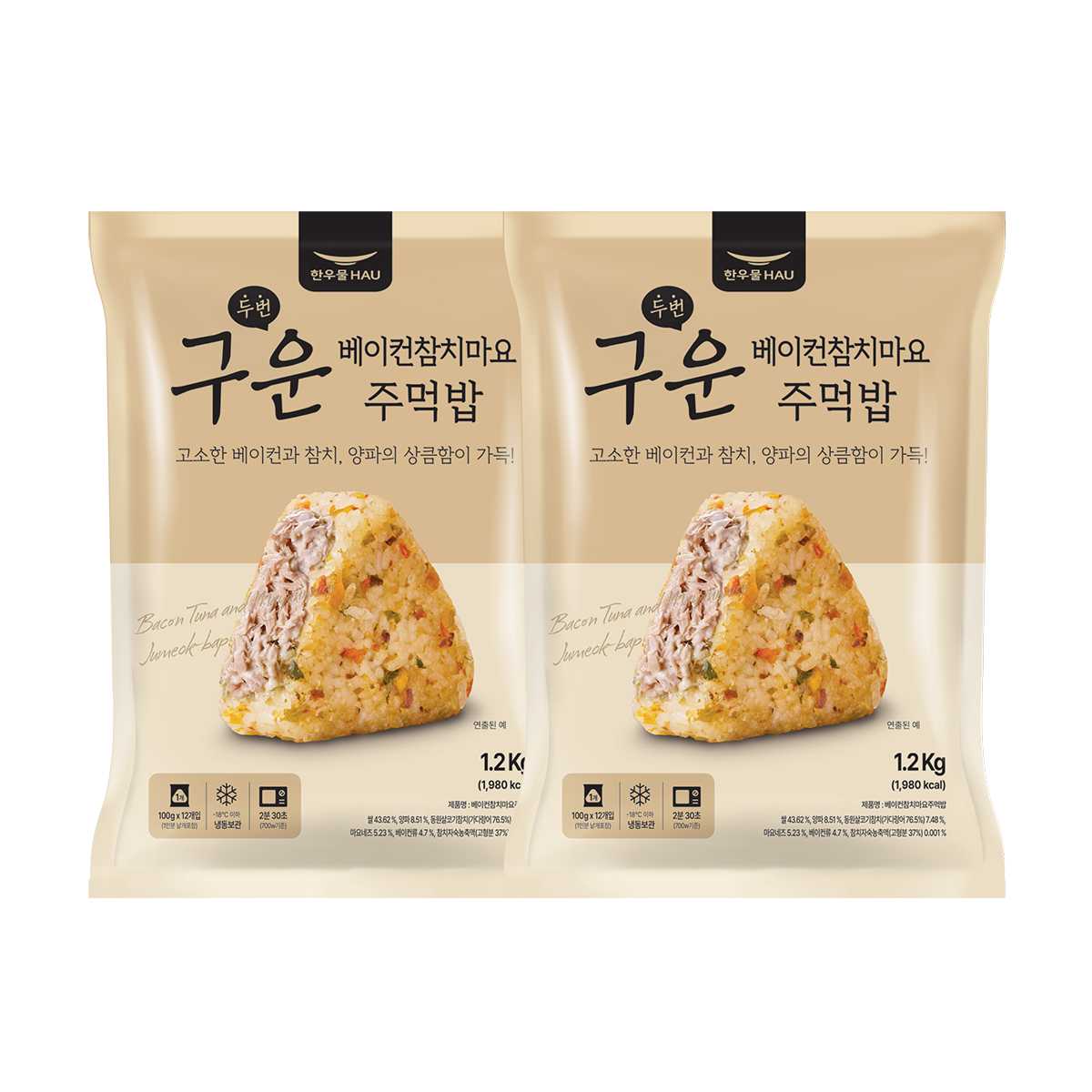 한우물 베이컨 참치마요 주먹밥 100g x 12 x 2