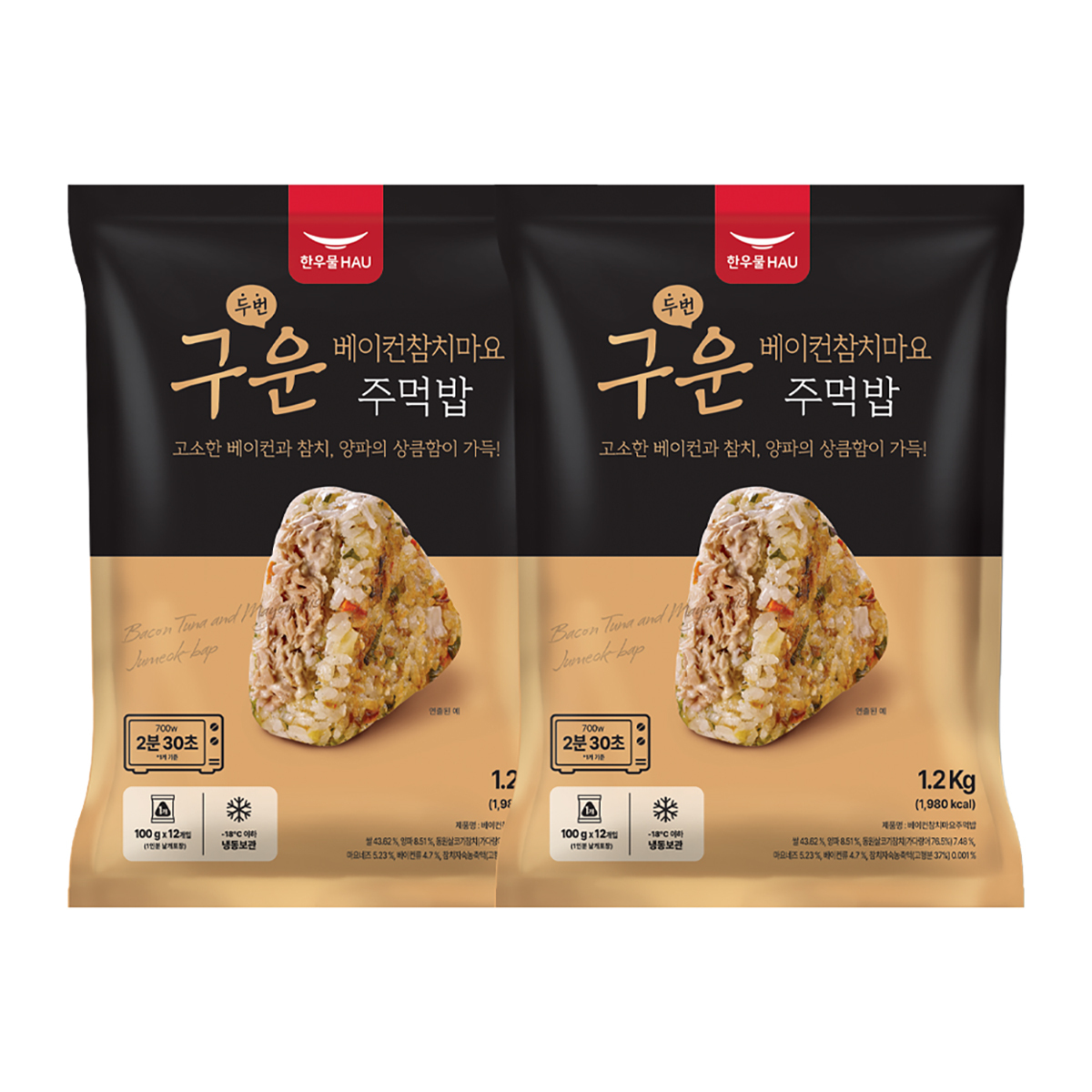 한우물 베이컨 참치마요 주먹밥 100g x 12 x 2