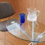 리비니아 크롬 원형 유리 테이블 세트 2인