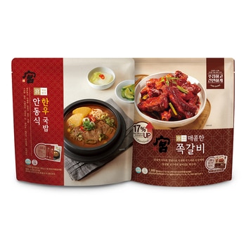 궁 안동식 한우국밥 800g x 2 + 매콤한 쪽갈비 940g x 2