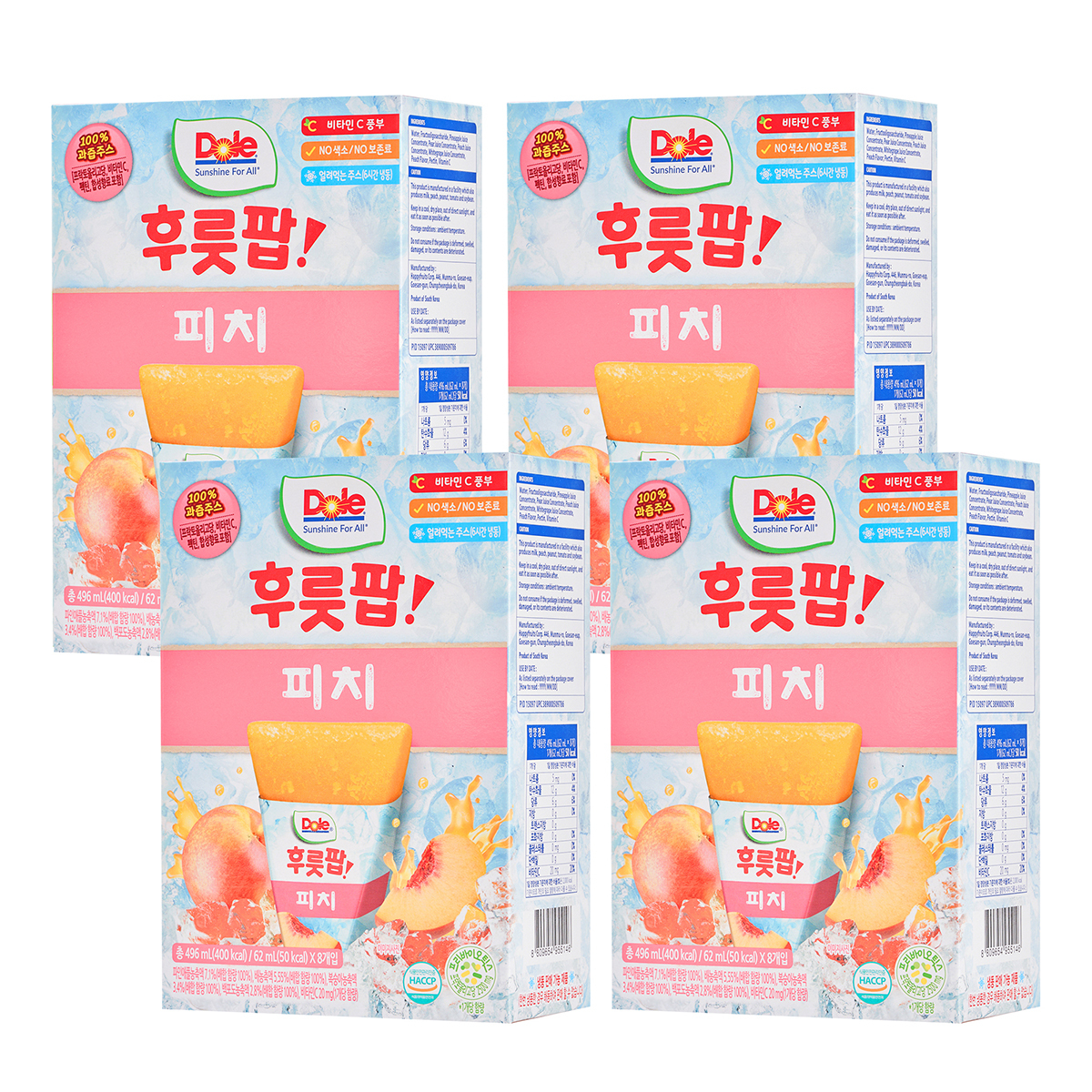 DOLE 후룻팝 62ml x 8 x 8 박스 - 피치팝