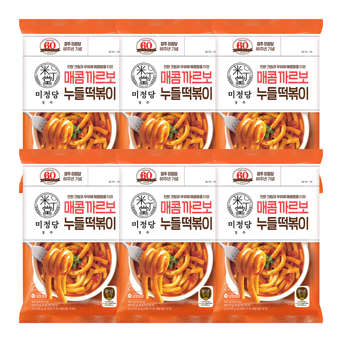 CJ 미정당 매콤 까르보나라 누들떡볶이 400g x 6