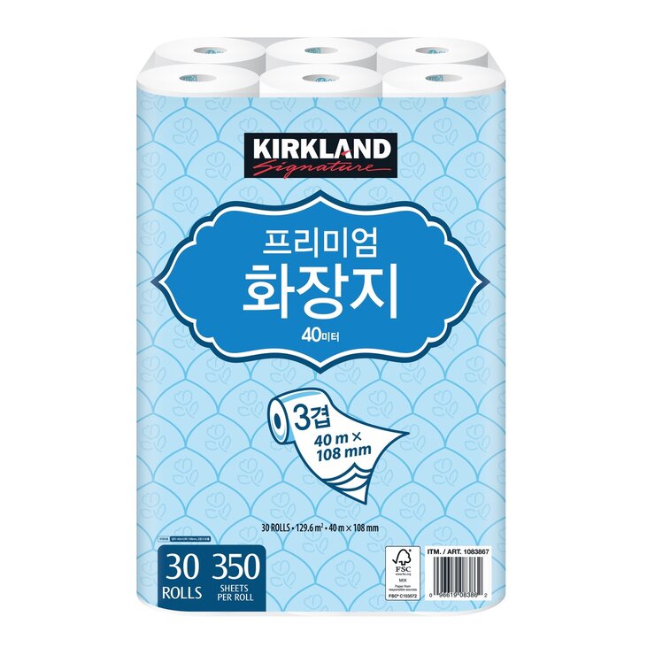 커클랜드 시그니춰 프리미엄 3겹화장지40m x 30롤 커클랜드 시그니춰 프리미엄 3겹화장지40m x 30롤