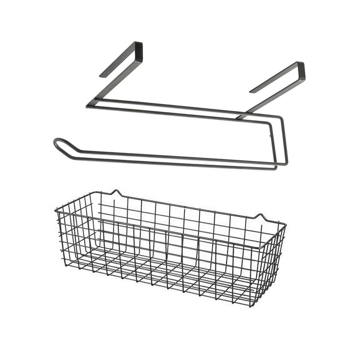 메탈텍스 키친타올 홀더 & 다용도 바스켓 세트 2P - 블랙