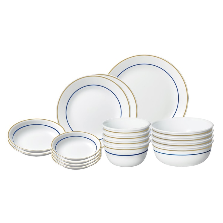 Corelle Double Ring Latte Dinnerware Set 17P 674119